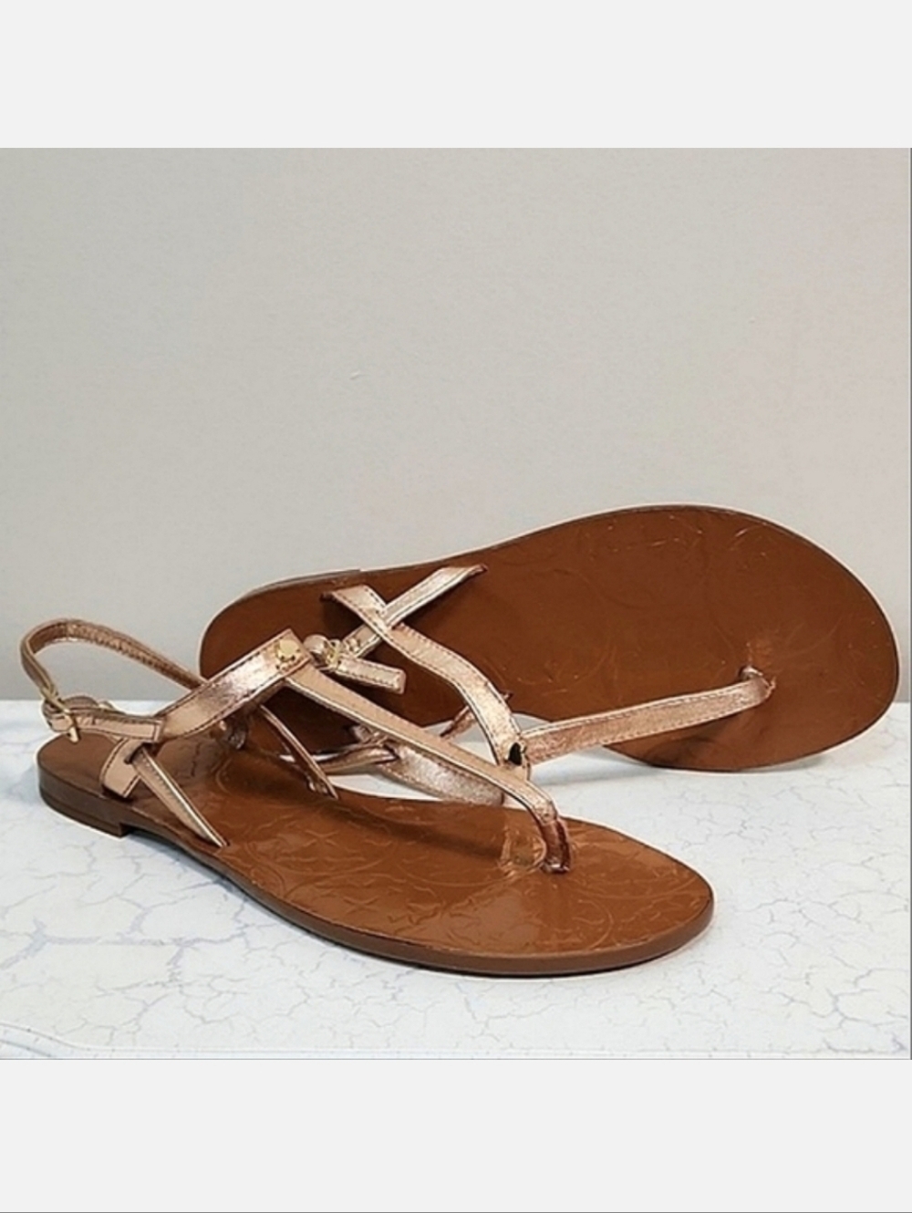 🔥FINAL💲⬇️Kate Spade Citrine Rose Gold Thong Sandals, Size 6 ~ EUC